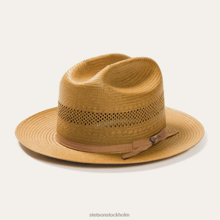 Stetson unisex- öppen väg ventilerad halm cowboyhatt LLFB22 huvudbonader cognac
