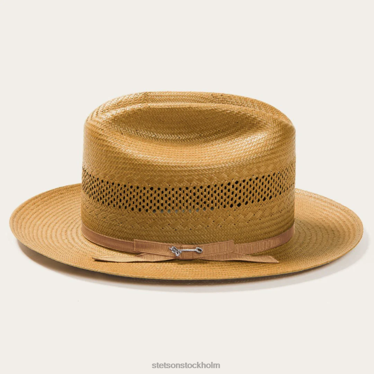 Stetson unisex- öppen väg ventilerad halm cowboyhatt LLFB22 huvudbonader cognac
