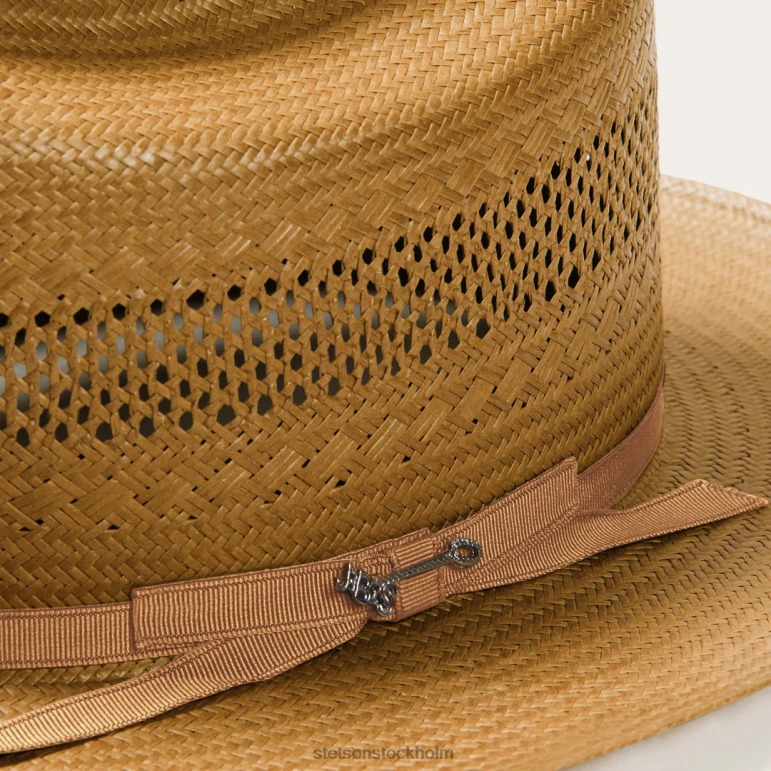 Stetson unisex- öppen väg ventilerad halm cowboyhatt LLFB22 huvudbonader cognac