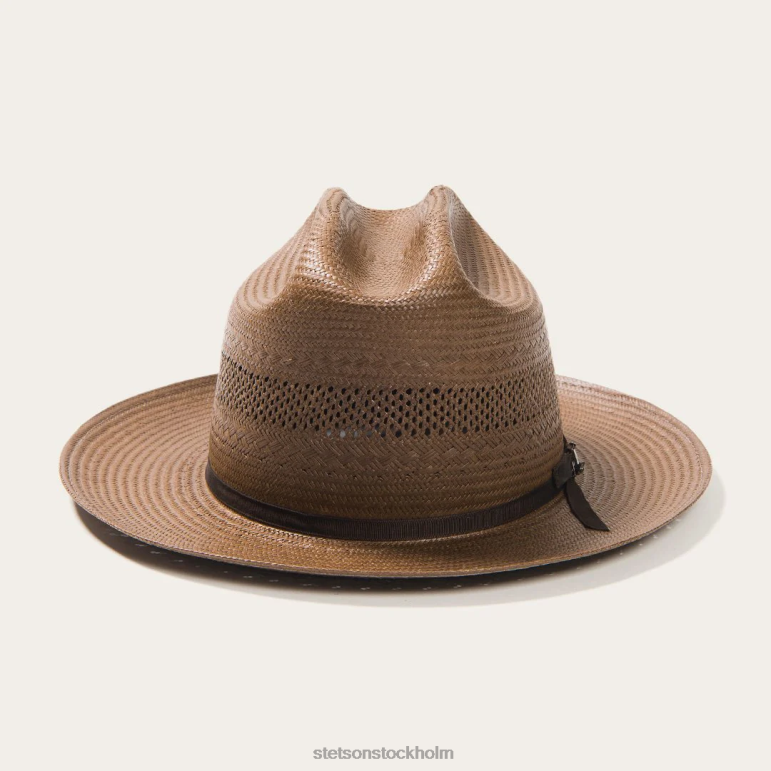 Stetson unisex- öppen väg ventilerad halm cowboyhatt LLFB23 huvudbonader choklad
