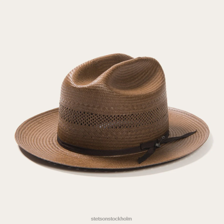 Stetson unisex- öppen väg ventilerad halm cowboyhatt LLFB23 huvudbonader choklad