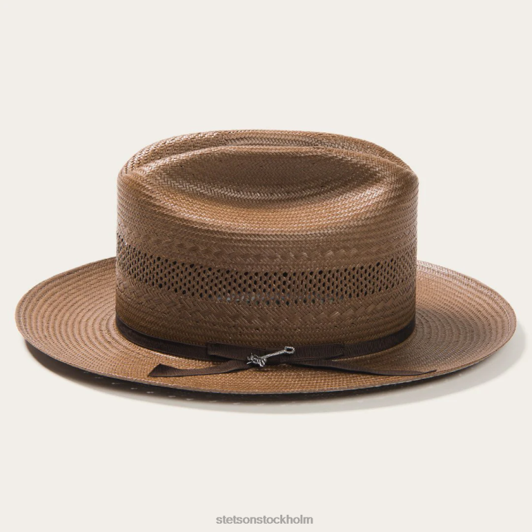 Stetson unisex- öppen väg ventilerad halm cowboyhatt LLFB23 huvudbonader choklad