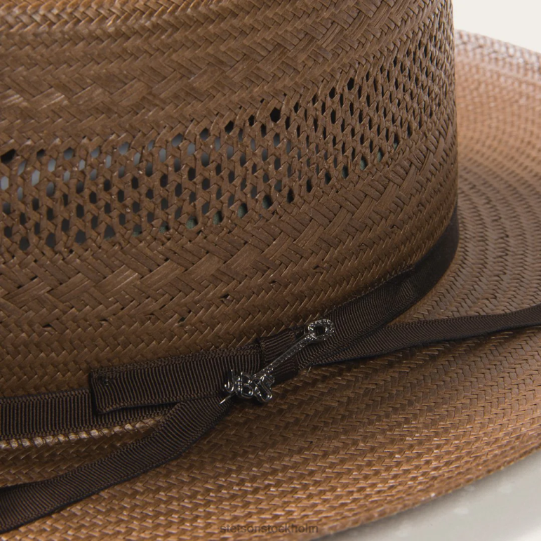 Stetson unisex- öppen väg ventilerad halm cowboyhatt LLFB23 huvudbonader choklad