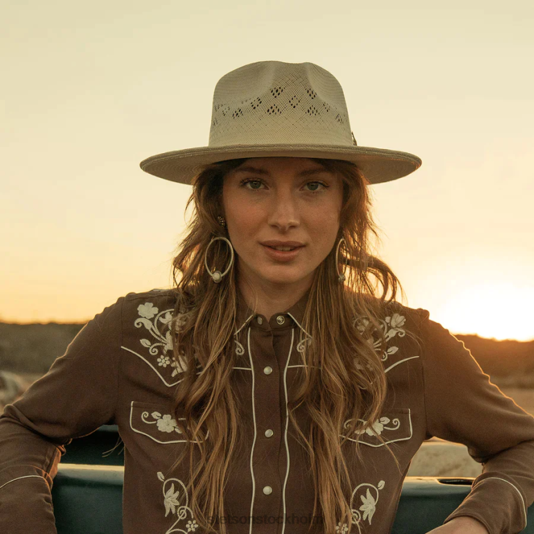 Stetson unisex- andromeda ventilerad halm fedora LLFB145 huvudbonader naturlig