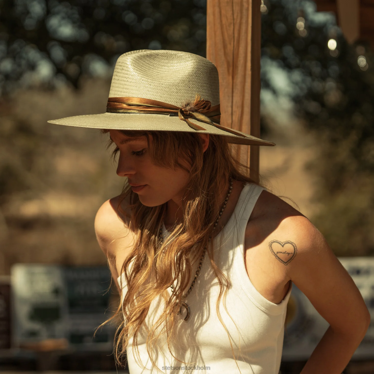 Stetson unisex- caelus halm fedora LLFB148 huvudbonader havsskum