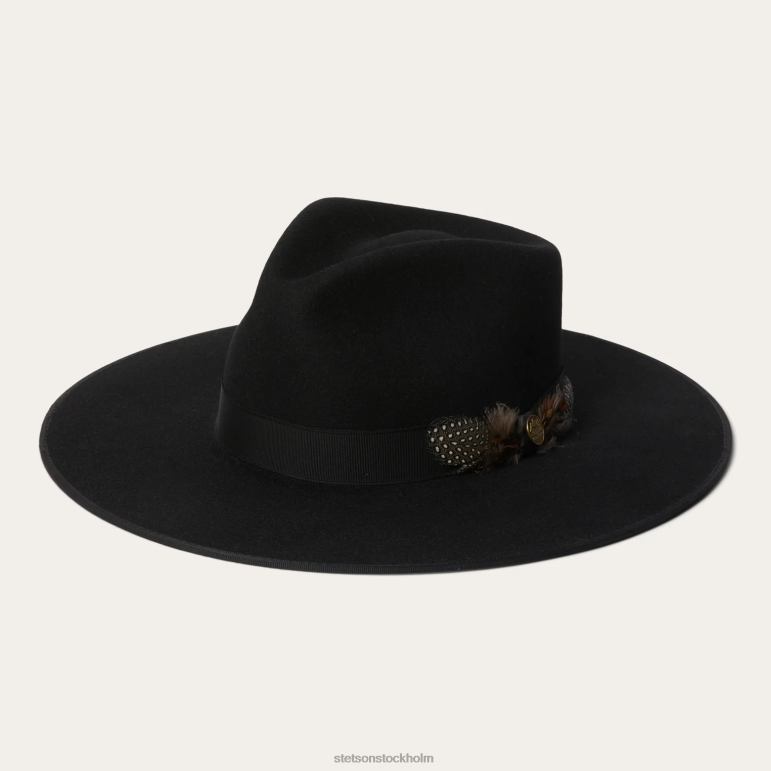 Stetson unisex- midtown bred platt brättad hatt LLFB116 huvudbonader svart