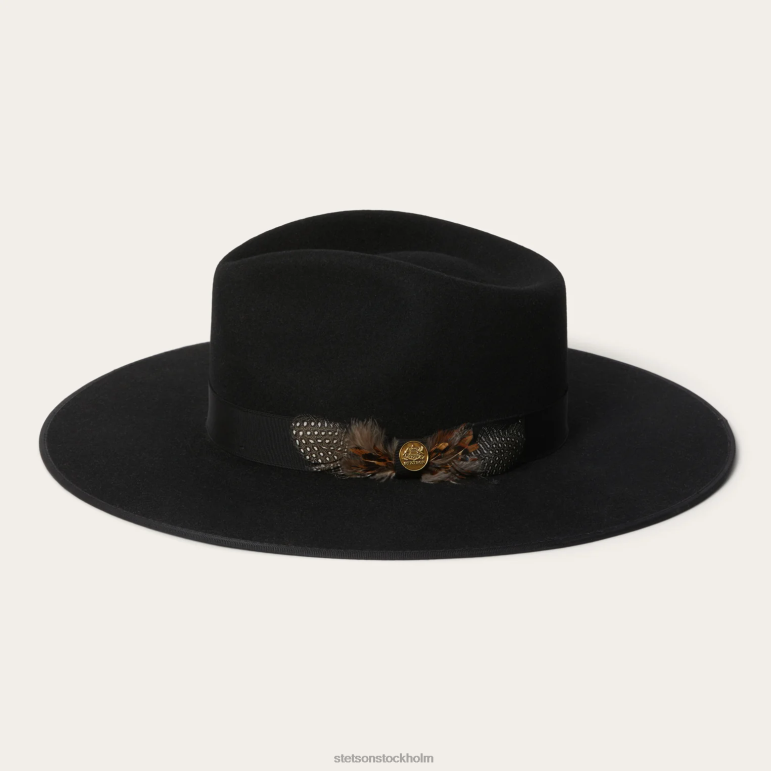 Stetson unisex- midtown bred platt brättad hatt LLFB116 huvudbonader svart