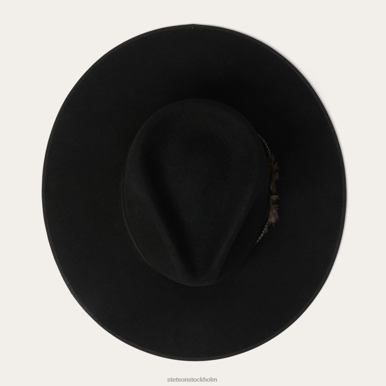 Stetson unisex- midtown bred platt brättad hatt LLFB116 huvudbonader svart