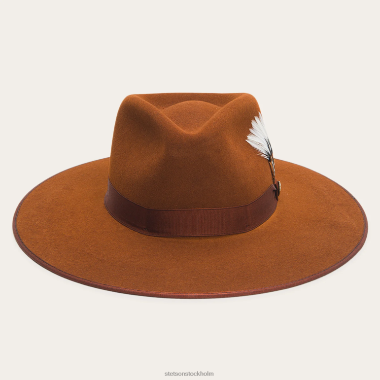 Stetson unisex- midtown bred platt brättad hatt LLFB36 huvudbonader cognac