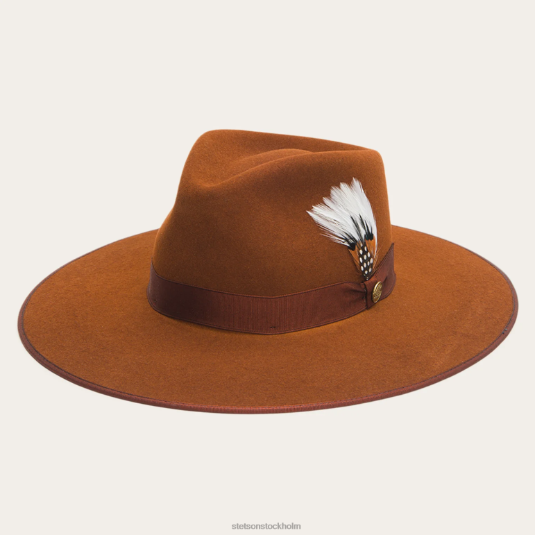 Stetson unisex- midtown bred platt brättad hatt LLFB36 huvudbonader cognac