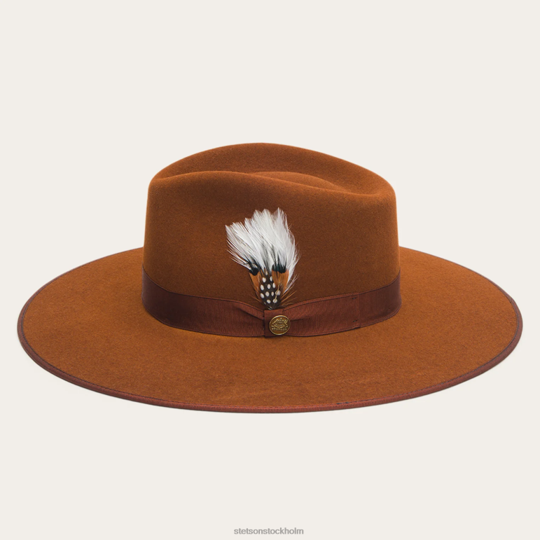 Stetson unisex- midtown bred platt brättad hatt LLFB36 huvudbonader cognac