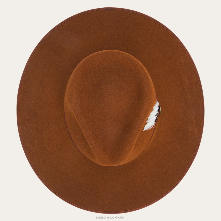 Stetson unisex- midtown bred platt brättad hatt LLFB36 huvudbonader cognac