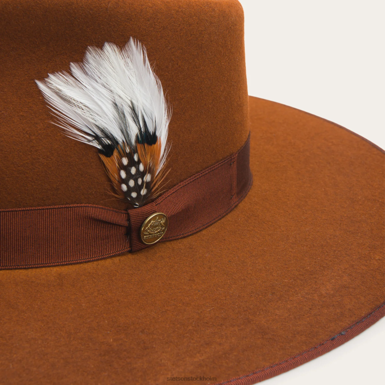 Stetson unisex- midtown bred platt brättad hatt LLFB36 huvudbonader cognac