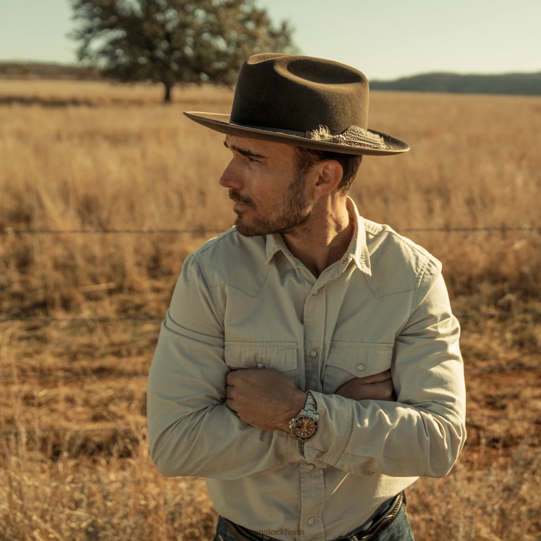 Stetson unisex- 1865 nödställda open road royal deluxe LLFB79 huvudbonader valnöt