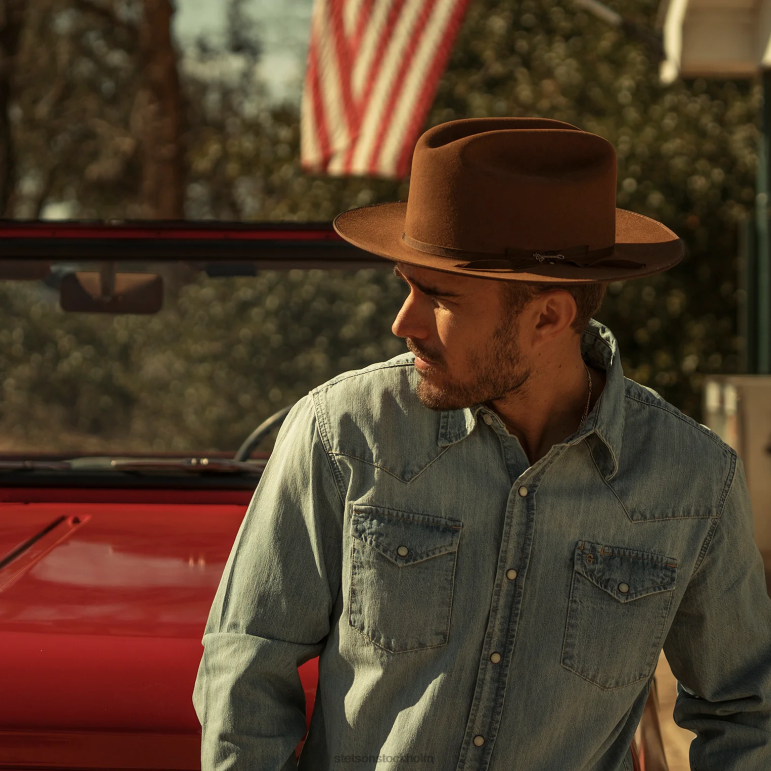 Stetson unisex- öppen väg royal deluxe hatt LLFB44 huvudbonader cognac